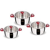 Resim Fms Jumbo 6 Parça Güveç Kırmızı Çelik Tencere Seti FMS-5018-KRM 