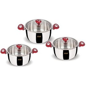 Resim Fms Jumbo 6 Parça Güveç Kırmızı Çelik Tencere Seti FMS-5018-KRM 