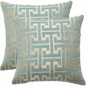 Resim 2 Adet Tek Taraflı Baskılı Modern Geometrik Desenli Yastık Kılıfı, 45.72x45.72cm Derece, Açık Mavi, Elde Yıkama, Çok Amaçlı Kare Dekoratif Yastık Kılıfı, Ev ve Ofis İçin Uygun, Dekoratif Yastık, Kanepe Yastığı, Oturma Odası Aksesuarı, Bohem Tarzı, Jakar Tasarım, Dayanıklı Malzeme, Şönil Kumaş, Kare Atkı Yastık Kılıfı, Hediye Alıcılar İçin 
