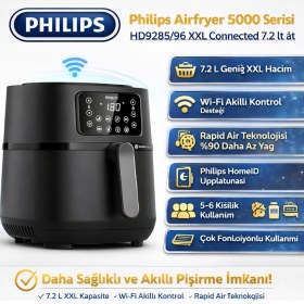 Resim Philips Phılıps Airfryer Xxl Connected Fritöz Siyah 5000 + Dijital Mutfak Tartısı Hediye 