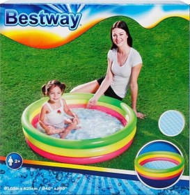 Resim Bestway Şişme Çocuk Havuzu Renkli Yuvarlak 3 Katlı 102x25cm Çok Renkli 
