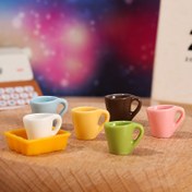 Resim 6 adet Bardak + 1 adet Tabak Miniatur Mutfak Eşyaları Mikro Manzarası DIY Dekorasyon Yaratıcı Ev Küçük Süs 