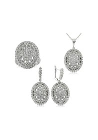 Resim Gümüş Beyaz Taşlı Bayan Set St1270078 Gümüş 