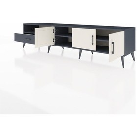 Resim Hyperion Tv Ünitesi 3 Raflı Tek Çekmeceli 3 Kapaklı 220x44x51 Antrasit-aytaşı/antrasit Aytası/antrasıt - Antrasıt 