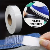 Resim Su geçirmez, yapışkanlı, çift taraflı astar kumaşı, 49,99 metre sıcak eriyik ağ örgüsü rulosu, DIY dikiş, perdeler ve el sanatları için 