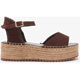Resim Louis Cardy Calas Kahverengi Hakiki Deri Kadın Espadril Sandalet 