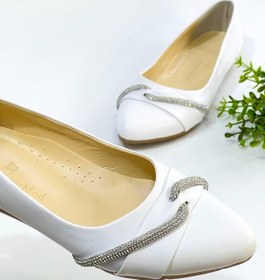 Resim Bulutmod Kadın Dalga Taşlı Büyük Numara Günlük Babet Ayakkabı Beyaz 