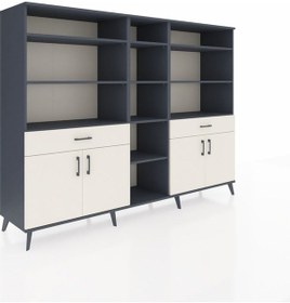 Resim Hyperion Dolap 12 Raflı 2 Çekmeceli 4 Kapaklı 220x44x163 Antrasit Antrasit-aytaşı 