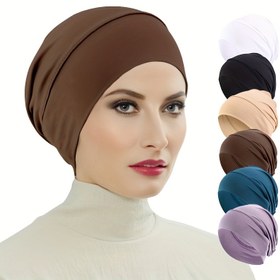 Resim 6 Parça Müslüman Başörtüsü ve Bere Şapka Seti 