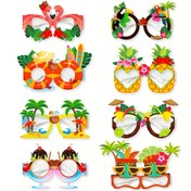Resim 16'lı Paket Tropikal Plaj Luau Parti Gözlükleri - Havuz Kenarı Fotoğraf Kabini Rekvizitleri için Flamingo, Ananas ve Palmiye Ağacı Tasarımlı Dayanıklı Plastik Hawai Temalı Dekorasyonlar, Yaz Luau Hediyeleri & Plaj Partisi Malzemeleri (Klasik Stil), Plaj Aksesuarları 