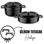 Resim Lava Döküm 2X Trendy Serisi 5 Parça Siyah Tencere Seti LV S ET K43 BL 