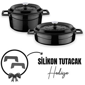 Resim Lava Döküm 2X Trendy Serisi 5 Parça Siyah Tencere Seti LV S ET K43 BL 