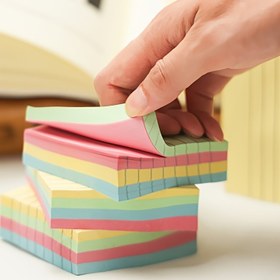 Resim 1 adet/100 adet Renkli Kendinden Yapışkan Not Kağıdı, Kare 4 Renk, Yatay Not Seti, Hayat ve İşleri Kaydetmek İçin Kullanılır, Ev, Okul ve Ofis Kullanımı İçin Uygun. 