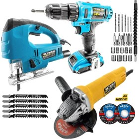 Resim Tekno Trust Süper Set Lazerli Dekupaj 24W Matkap Devir Ayarlı Spral Taşlama Seti -2090-2025-2071 