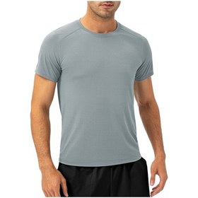 Resim Folinda Erkek Spor Tişört, O Yaka Kısa Kollu, Ağ Desenli Hava Alır, Hızlı Kuruyan, Gri, Avrupa Bedeni L Gri 