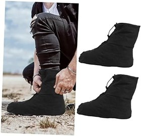 Resim 1çift Su Geçirmez Ayakkabı Kapatıcı Dış Mekan Kullanımı Için Kaymaz Dayanıklı Yağmur Ayakkabı Kapağı Siyah Bisiklet Yürüyüş Balıkçılık İçin 