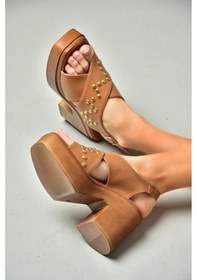 Resim Fox Shoes S996121009 Taba Kalın Topuklu Kadın Sandalet Taba 