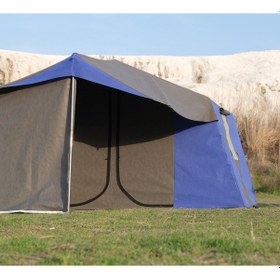 Resim 2 Oda + Mutfaklı Kamp Çadırı 4-6 Kişilik Kapı Sineklikli Mavi - Gri 