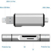 Resim Techmaster Type-C USB 3.1 Micro USB USB 3.0 Sd Tf Micro Sd Kart Okuyucu 