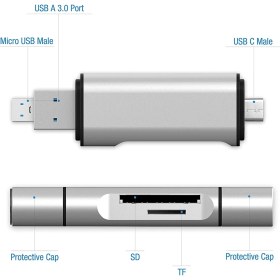Resim Techmaster Type-C USB 3.1 Micro USB USB 3.0 Sd Tf Micro Sd Kart Okuyucu 
