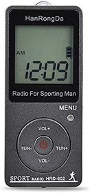 Resim HRD-602 Taşınabilir Radyo Alıcısı FM/AM Radyo L Ekran Kilit Düğmesi Cep Radyo ile Kulaklık Spor Pedometre 
