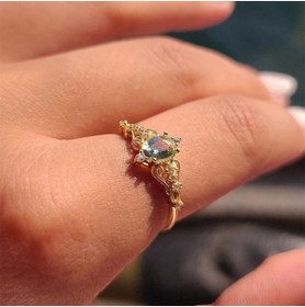 Resim FasekGold Fox Love Su Yeşili Evlilik Teklifi Prenses 925 Ayar 0.50 Karat Gümüş Yüzük 