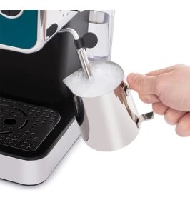 Resim Esmo Home Russell Hobbs Espresso Makinesi Distinctions Paslanmaz Çelik Okyanus Mavisi (15 Bar, 1 ve 2 Bardak Takma, Ese Pedleri, Otomatik Dozajlama ve Man.seçeneği, Sıcak Su ve Süt Köpüğü Için Buhar Nozulu) 
