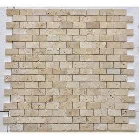 Resim Dm 06-01-02 Pietramosaic 5X10 Klasik Traverten Tuğla Desen Eskitme Mozaik Doğaltaş Duvar Kaplama 