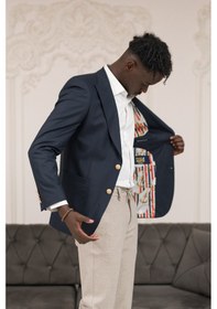 Resim Paul Martin Slimfit İtalyan Yaka Astarlı Torba Cepli Blazer Ceket Lacivert 
