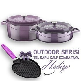 Resim Lava Döküm Trendy Serisi Yuvarlak Derin ve Sığ 5 Parça Mor Tencere Seti LV S ET K42 P 