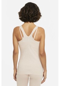 Resim Nike Yoga Top Tank Esnek Yapılı Lazer Kesimli Yoga Atleti Bej 