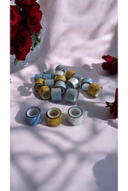 Resim Hureggo concept minik desenli dekoratif bantlar & gri mavi ve sarı tonlar 