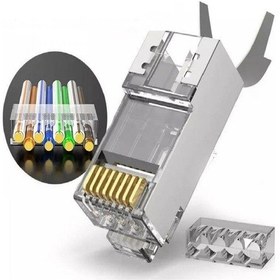 Resim SpeedUF Cat7 Metal Konnektör Rj45 CAT7 Jack + Kablo Ayraç 40 Adet 