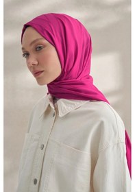Resim Armanda Krep Jakar Prizma Desen Şal - 70 X 190 Fuşya 