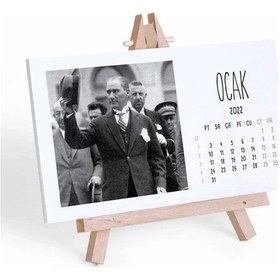 Resim Atatürk Fotoğraflı 2027 Takvim Şövale Masa Takvimi 