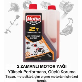 Resim Karanox Molte 2 Zamanlı Motor Yağı 1 Litre – Tırpan, Çim Biçme Makinesi, Motosiklet ve Testere Uyumlu Yüksek Performanslı Koruyucu Formül Yağ 