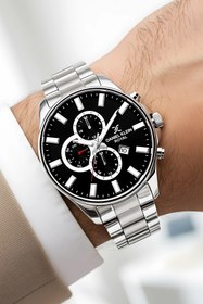 Resim Daniel Klein Erkek Kol Saati Takvimli Çelik Kordon Çelik Kasa 3 Atm Su Geçirmez Gümüş-Siyah zmdk1143 