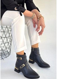 Resim Biçomi İnay Siyah Cilt Topuklu Bot Çok Renkli 