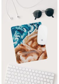 Resim Mavi Kahverengi Desenli Bilek Destekli Dikdörtgen Mouse Pad Mouse Altlığı. Mousepad 