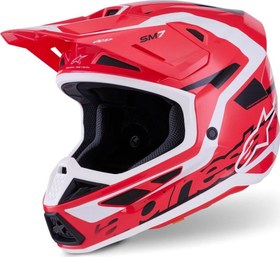 Resim Alpinestars S-M7 Deed Off-Road Kaskı Kırmızı Beyaz Siyah 