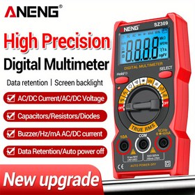 Resim ANENG SZ309 Yüksek Hassasiyetli Dijital Multimetre - Taşınabilir, Çok Fonksiyonlu AC/DC Voltmetre Ev Kullanımı İçin, 1999 Sayım Göstergesi, Kolay Taşıma Tasarımı 