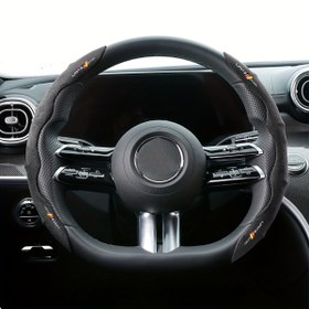 Resim Lüks Kabarık Nefes Alabilir Kaymaz Segmentli Araba Direksiyon Simidi Kılıf Seti, Audi, Honda, Mitsubishi, Ford, VW, BMW, Opel, Porsche, Citroen ile Uyumlu - İç Çember Gerekmez 