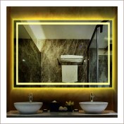 Resim Dnr-Mirror70x90 Cm Günışığı Ledli Tasarım Kumlamalı Banyo Aynası Makyaj Aynası Işıklı Ayna 