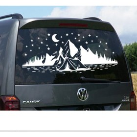 Resim Melek Pazarı 120 X 50 Cm Kamp Çadırı Ay Ve Yıldırlar Manzara Karavan Sticker 