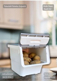 Resim Tekerlekli Sebzelik Bpa Free Soğanlık Oyuncaklık Organizer Gri 12 Lt Gri-beyaz 