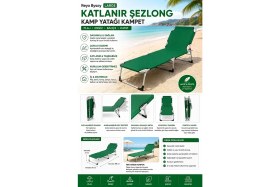 Resim Reyo Bysay Katlanır Şezlong Kamp Yatağı Kampet Plaj Deniz Bahçe Şezlongu Yeşil 