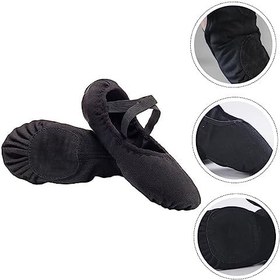 Resim Hanımlar yetişkin bale ayakkabıları kızlar için bale ayakkabıları kız bale ayakkabıları tek bale ayakkabısı figür sneaker bale dans ayakkabıları bale terliği deri Black 