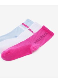 Resim Skechers 3'lü Paket Funny Script Uzun Çorap Büyük Kız Çocuk Pembe-mavi-beyaz Sk2520118-3474 