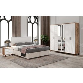 Resim Paris 6 Komple Mdf Atlantik Çam-beyaz Yatak Odası 
