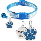 Resim Özel Gravür Dayanıklı Evcil Hayvan Kimlik Etiketi, Karikatür Desenli Polyester Lif, Ayarlanabilir Kedi ve Köpek Tasma ile Çan, Moda Parlak Ayak İzleri Mücevher, Evcil Hayvan İsmi ve Sahip Telefon Numarası için Çıkarılabilir, Anti-Kaybolma 